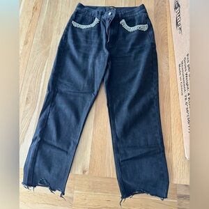 Elegant Black Straight Leg Women's Jeans